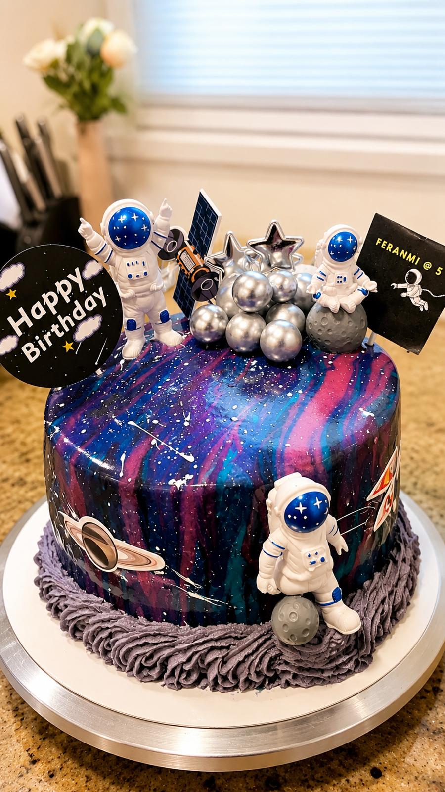Mirror Glaze Custom Happy Birthday Cake