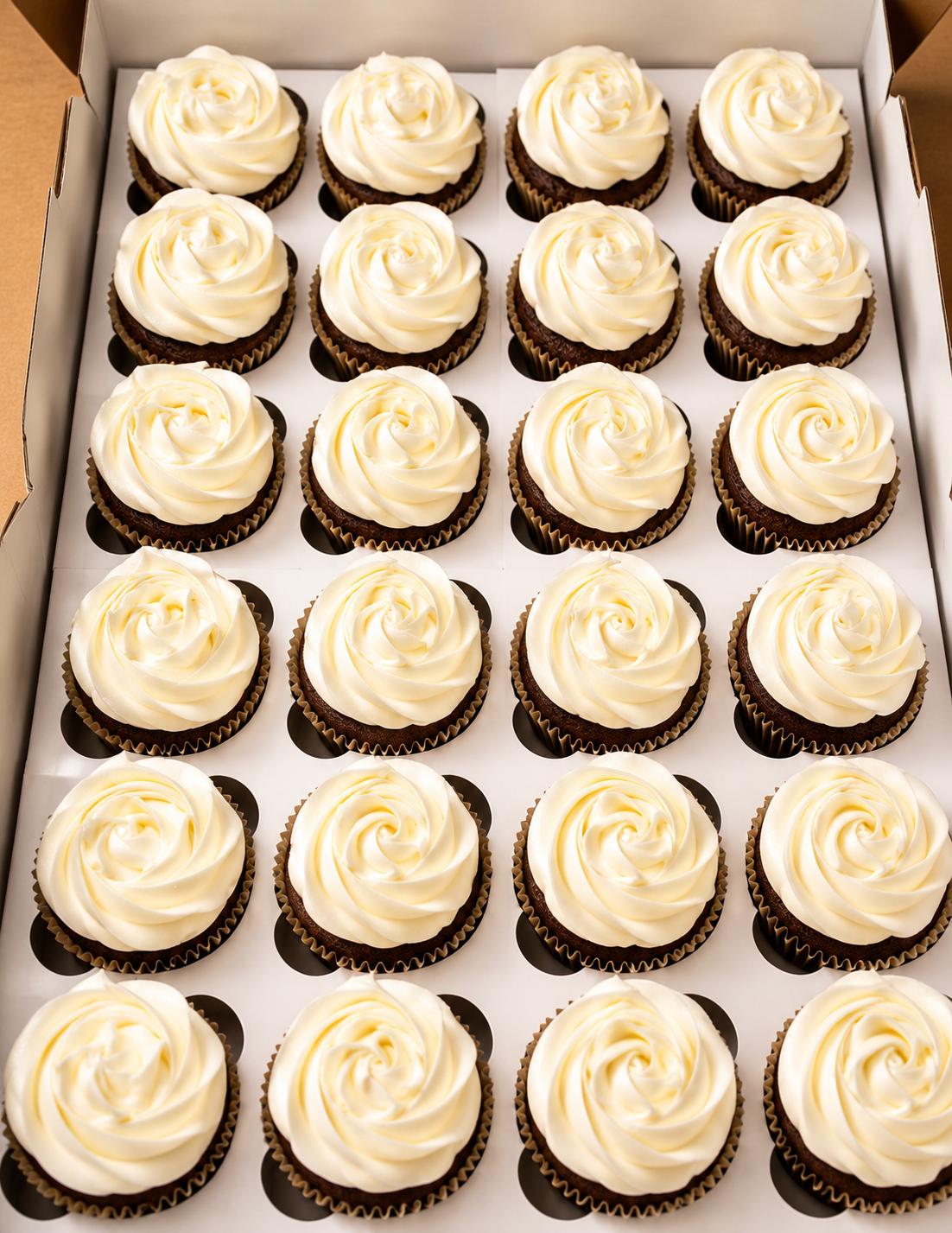 Chocolate Cupcakes with  Rose Petals American Buttercream Frosting