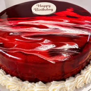 mirror glaze one layer happy birthday cake